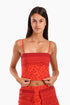 Short top in cotton with adjustable straps